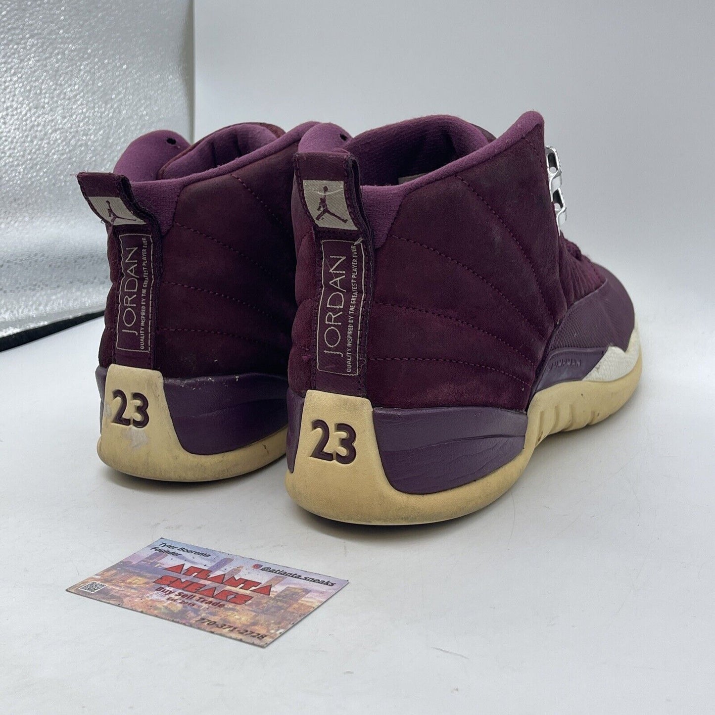 Size 10 - Air Jordan 12 Retro Bordeaux Burgundy Suede Leather White (130690-617)