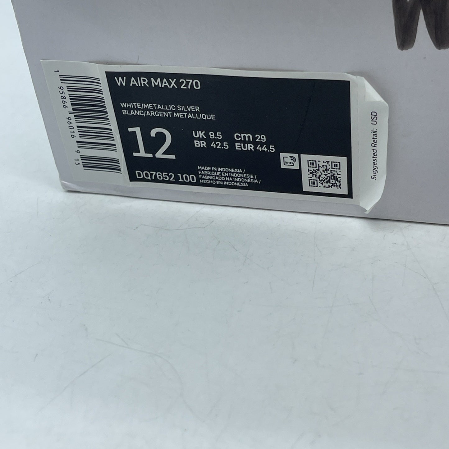 Size 12W - Nike Air Max 270 White Mint Foam (DQ7652-100)