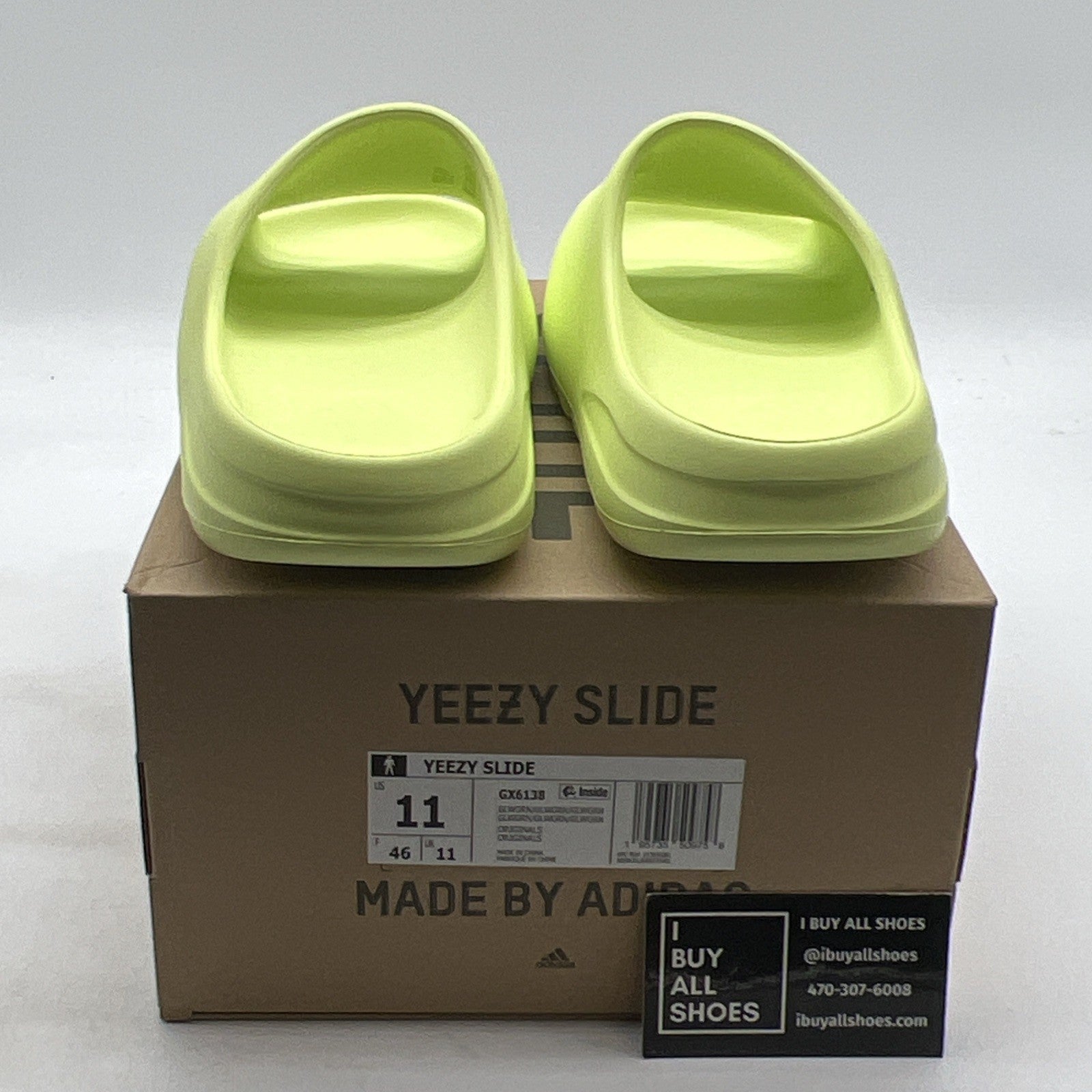 Size 11 - Adidas Yeezy Men's Slides Glow Green (GX6138)