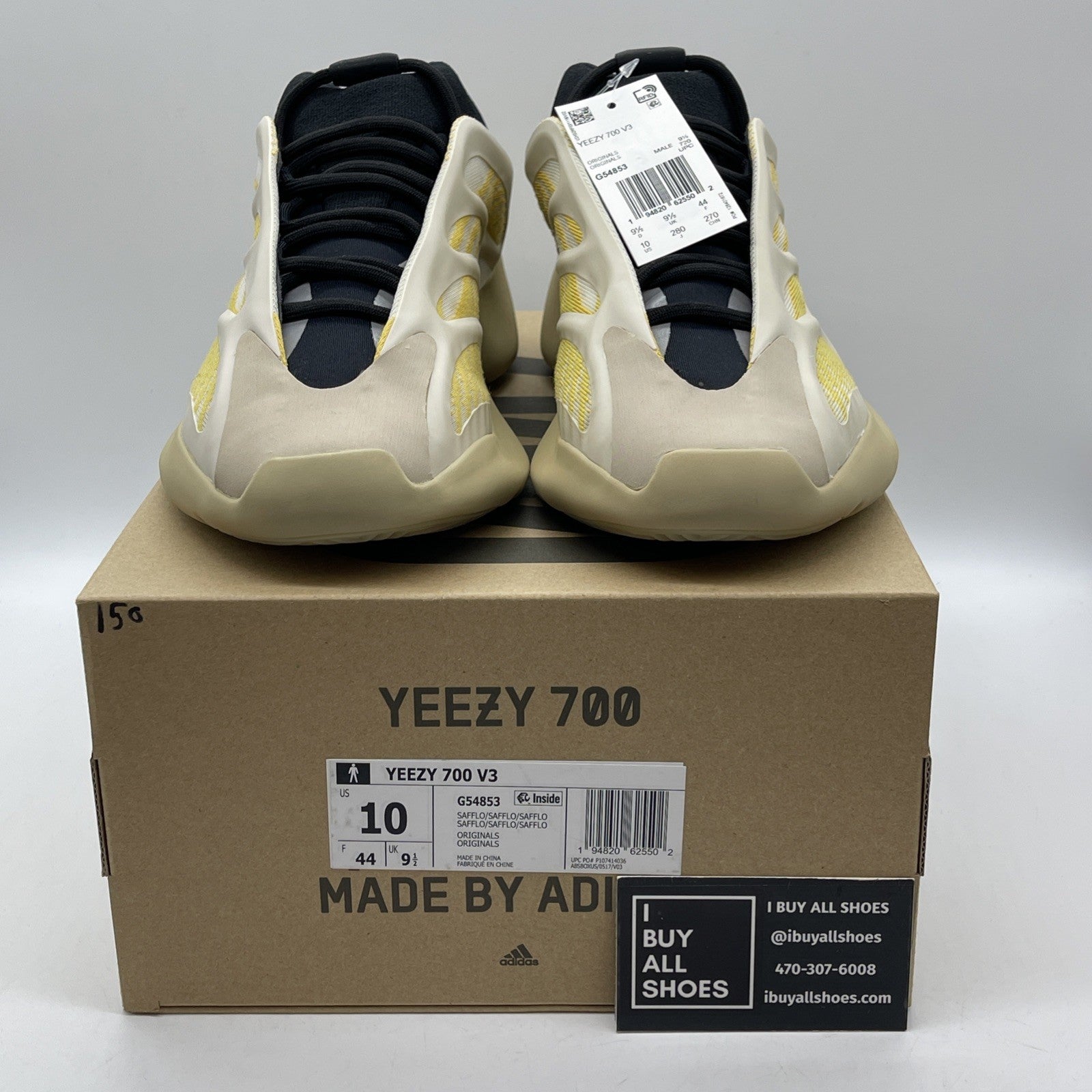Size 10 - adidas Yeezy 700 V3 Safflower Yellow Black Suede (G54853)