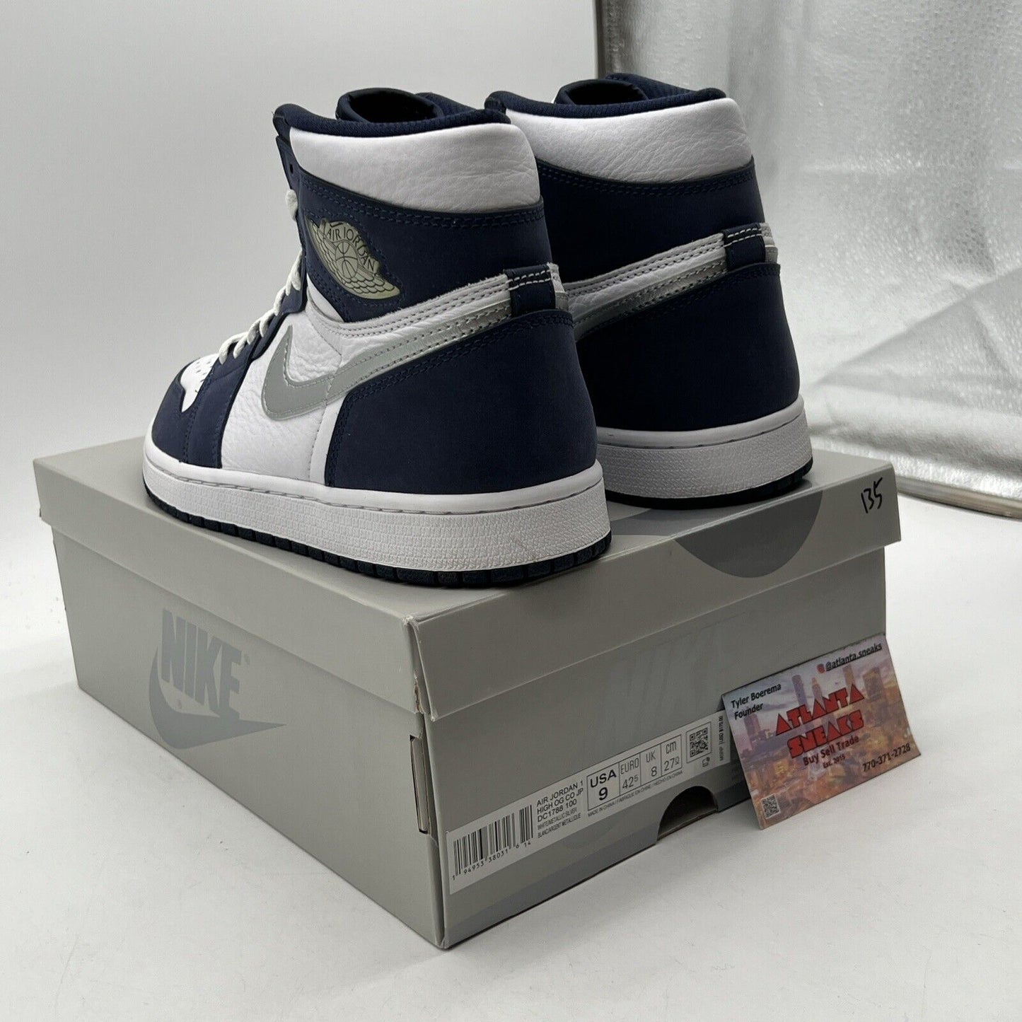 Size 9 - Jordan 1 Retro High CO.JP Midnight Navy White Silver Leather DC1788-100