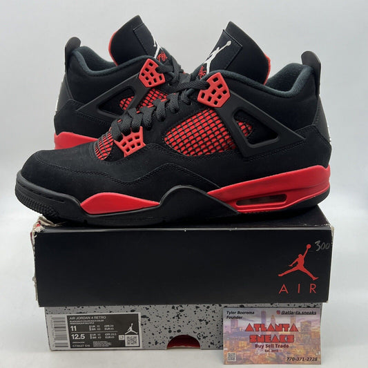 Size 11 - Jordan 4 Retro Mid Red Thunder Black White Suede (CT8527-016)