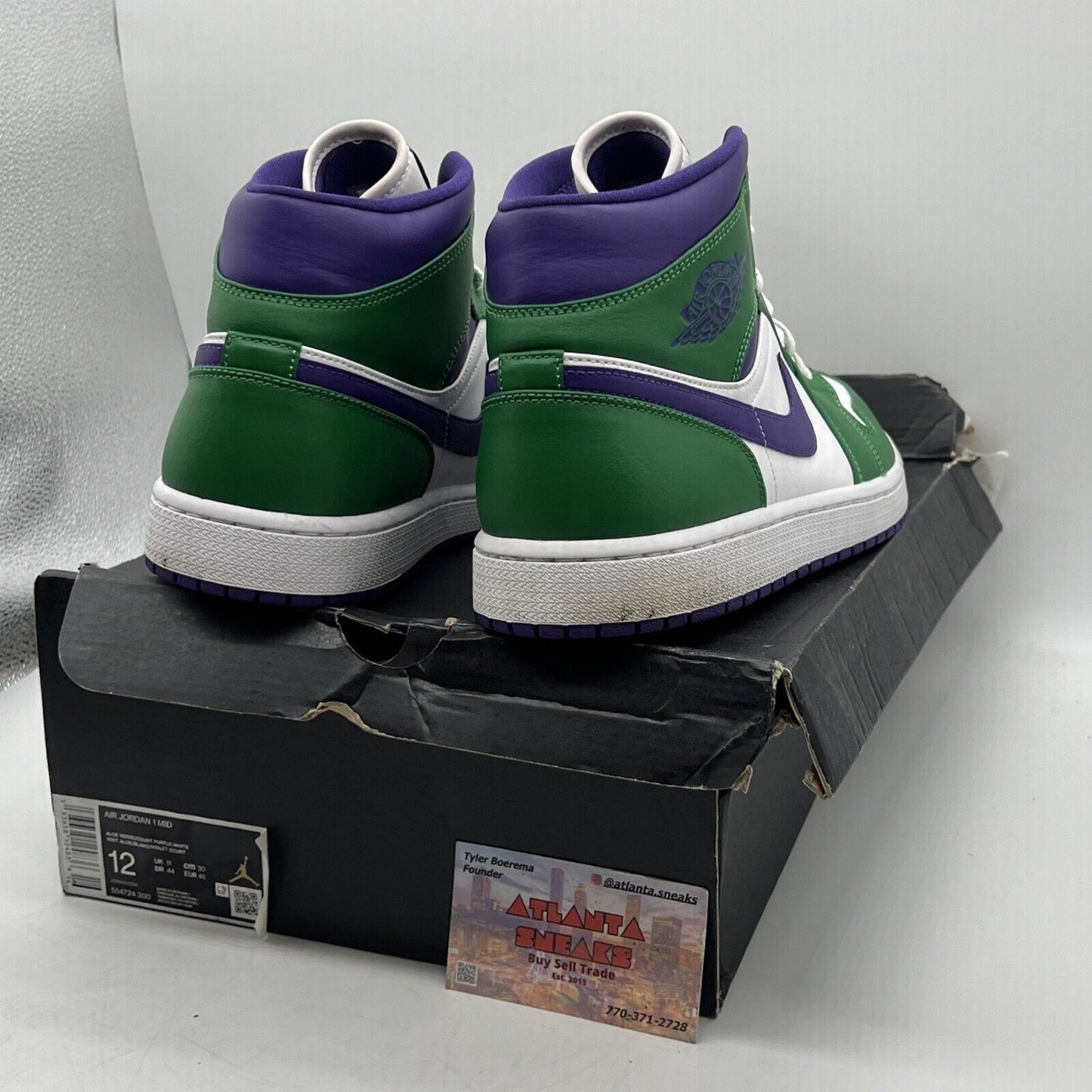 Size 12 - Air Jordan 1 Hulk - (554724-300) White Green Purple Leather Used