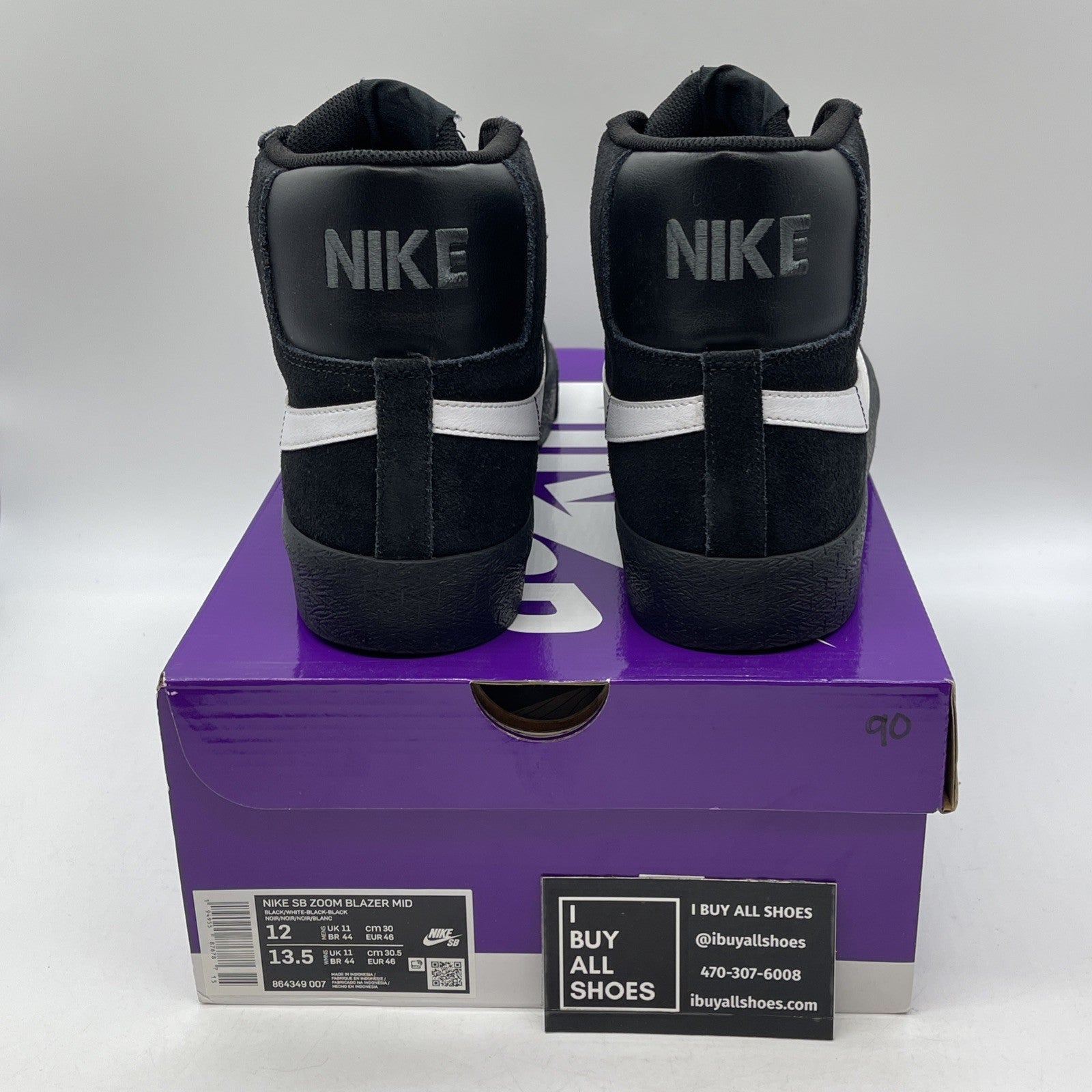 Size 12 - Nike Zoom Blazer SB Mid Black White Suede Leather (864349-007)