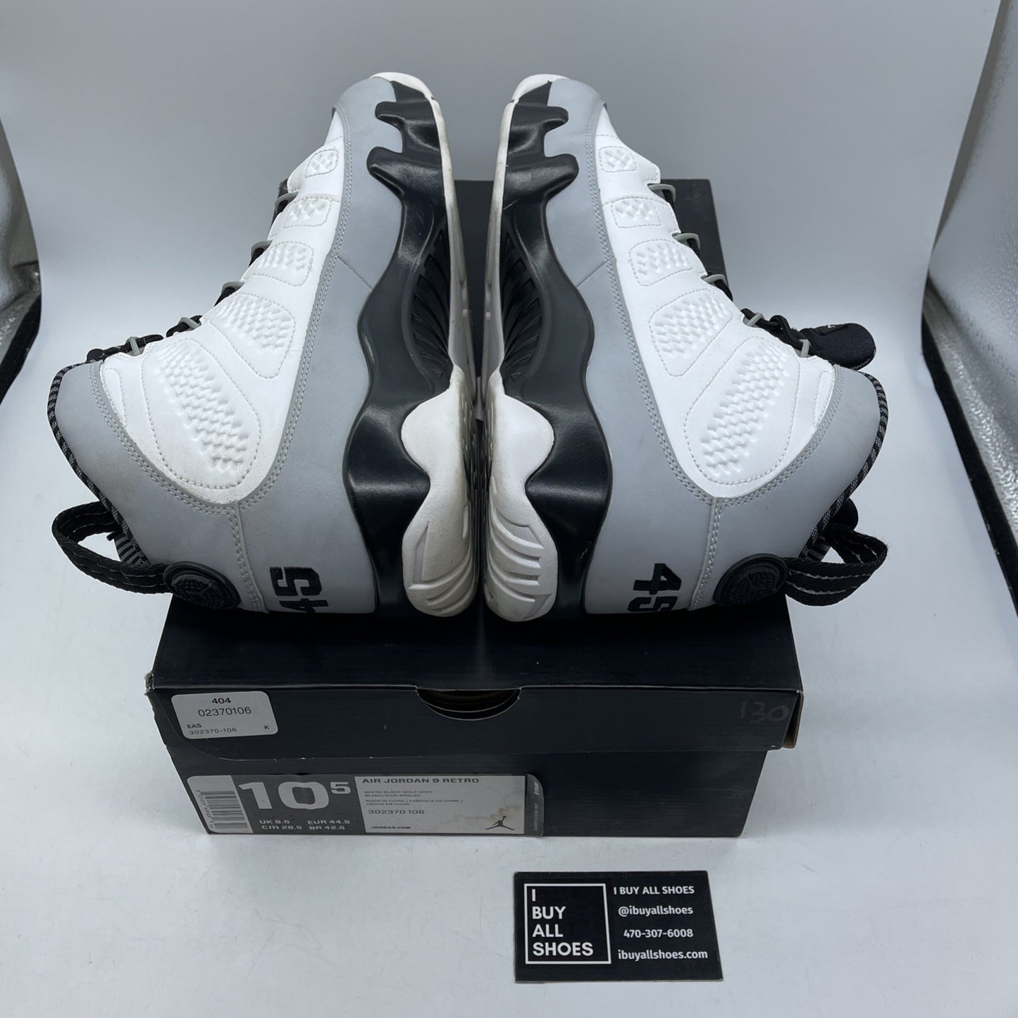 Size 10.5 - Air Jordan 9 Retro Barons Grey Black Suede Leather (302370-106)