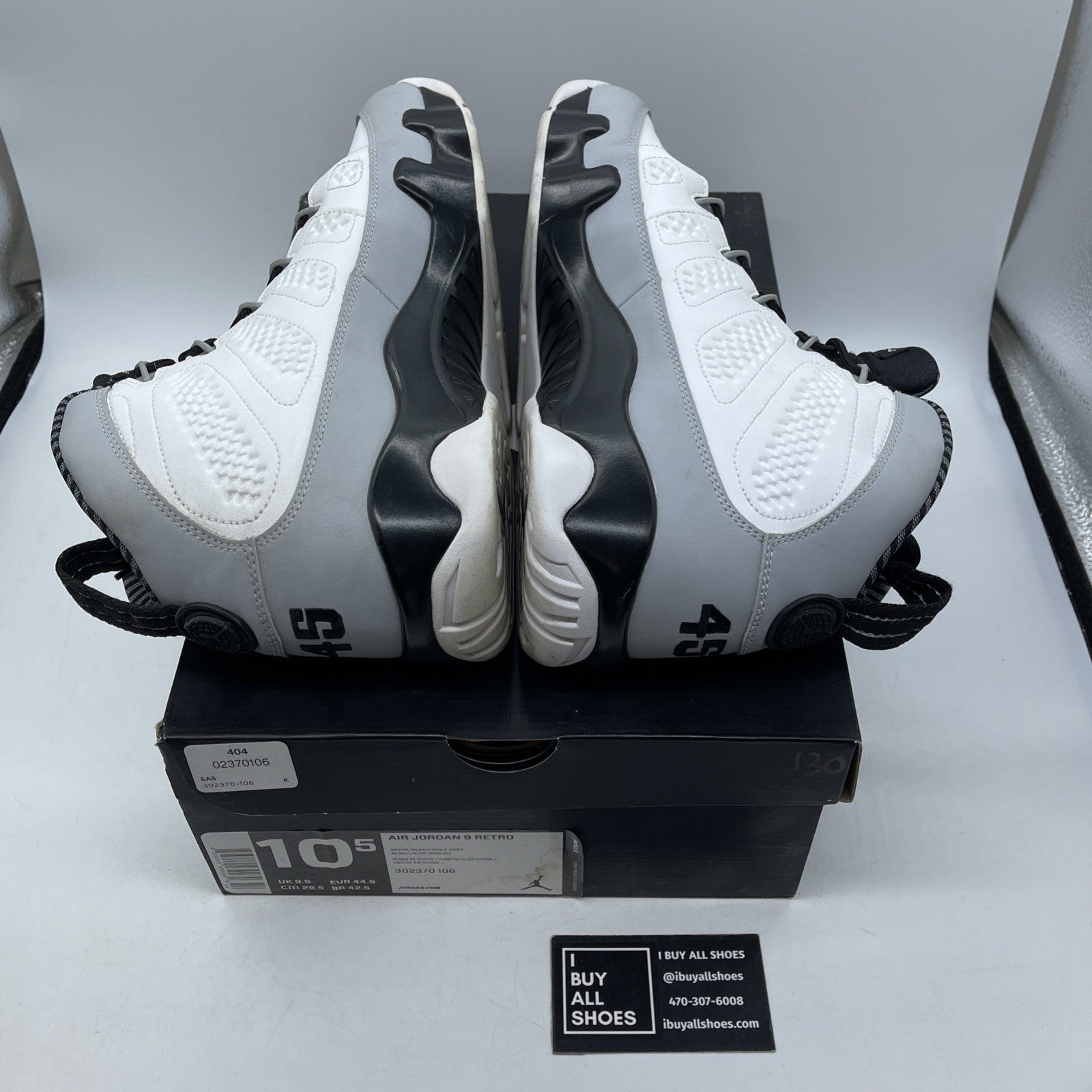 Size 10.5 - Air Jordan 9 Retro Barons Grey Black Suede Leather (302370-106)
