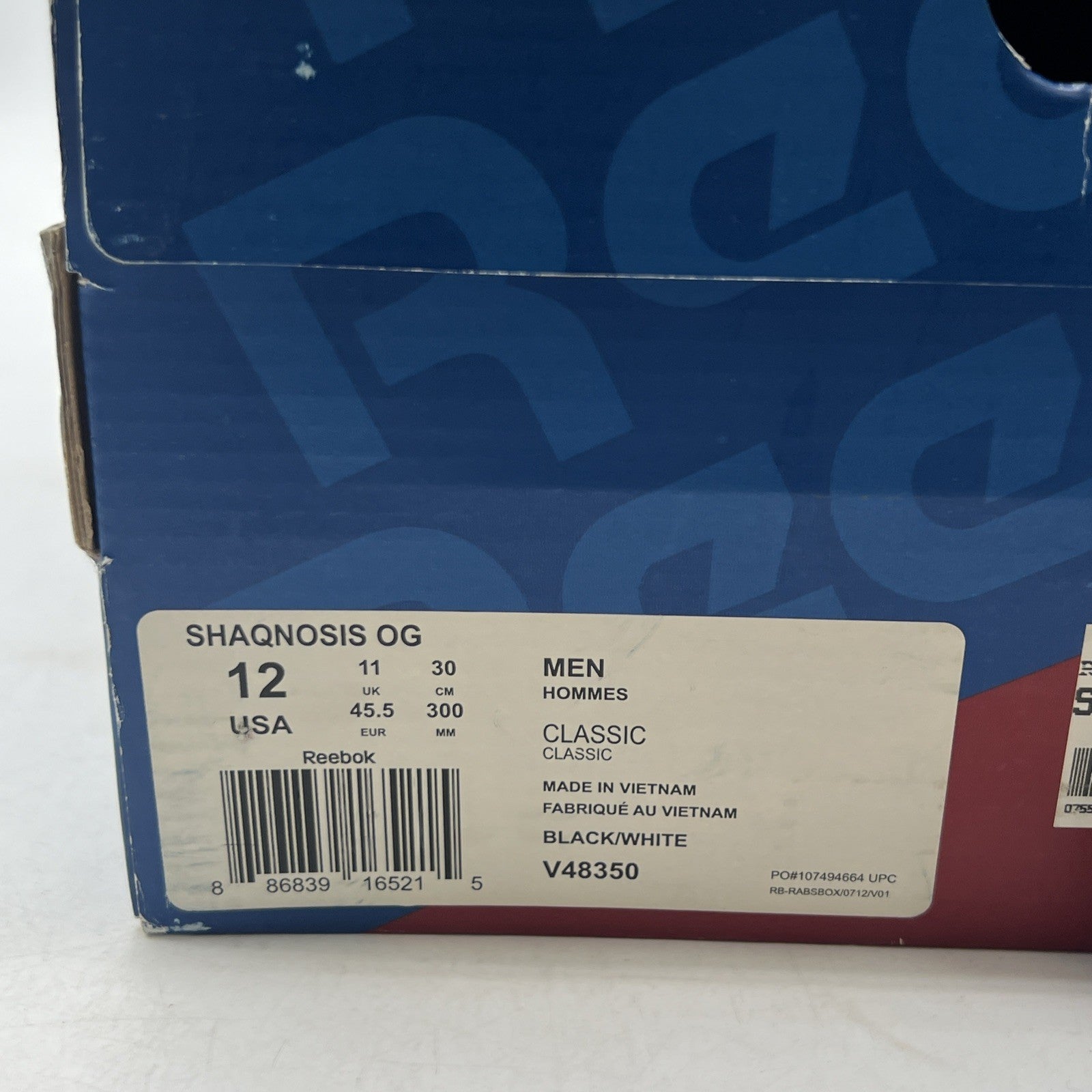 Size 12 - Reebok Shaqnosis OG Black White (V48350)