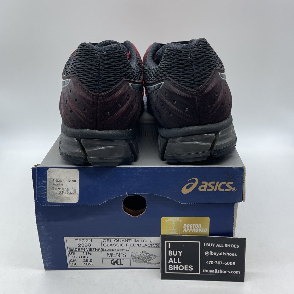 Size 11.5 - ASICS Gel Quantum 180 Classic Red Black (T6G2N-2390)