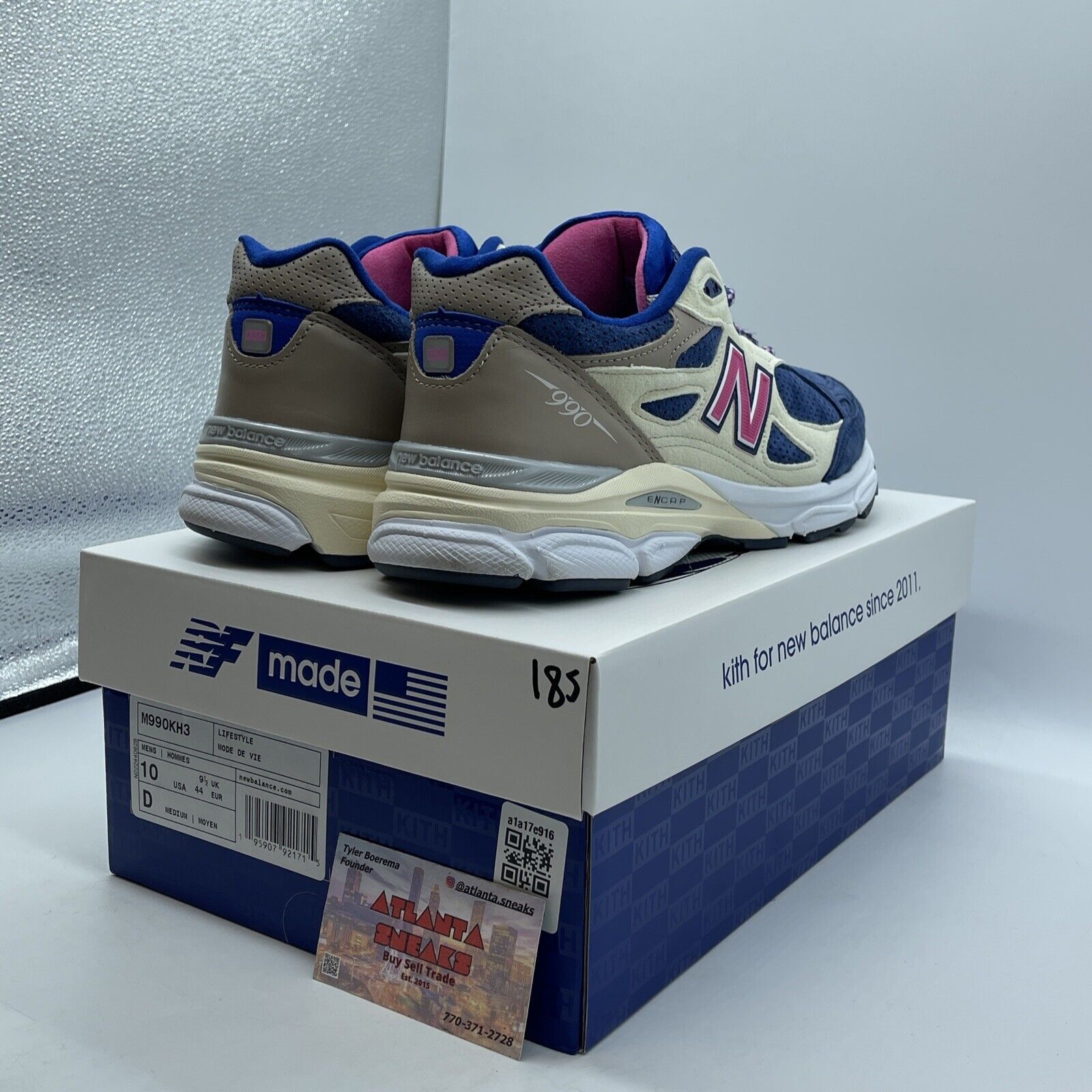 Size 10 - New Balance Kith x 990v3 Made In USA Daytona Navy White (M990KH3)