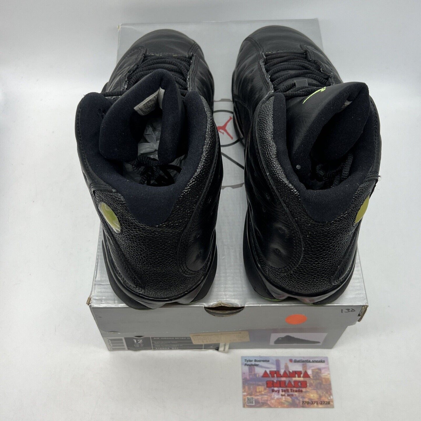 Size 12 - Air Jordan 13 Retro 2005 Altitude Black Green Leather (310004-031)