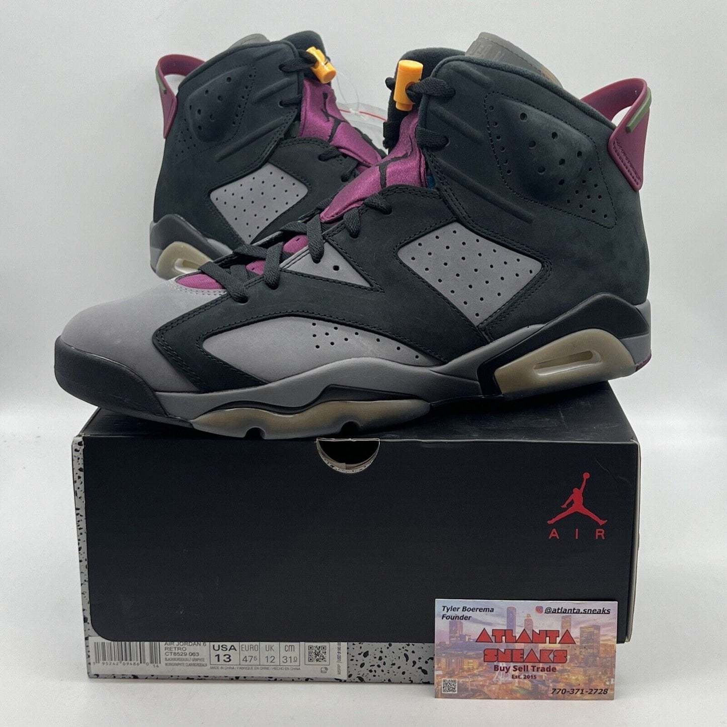 Size 13 - Jordan 6 Bordeaux Brand New Og All Grey Black