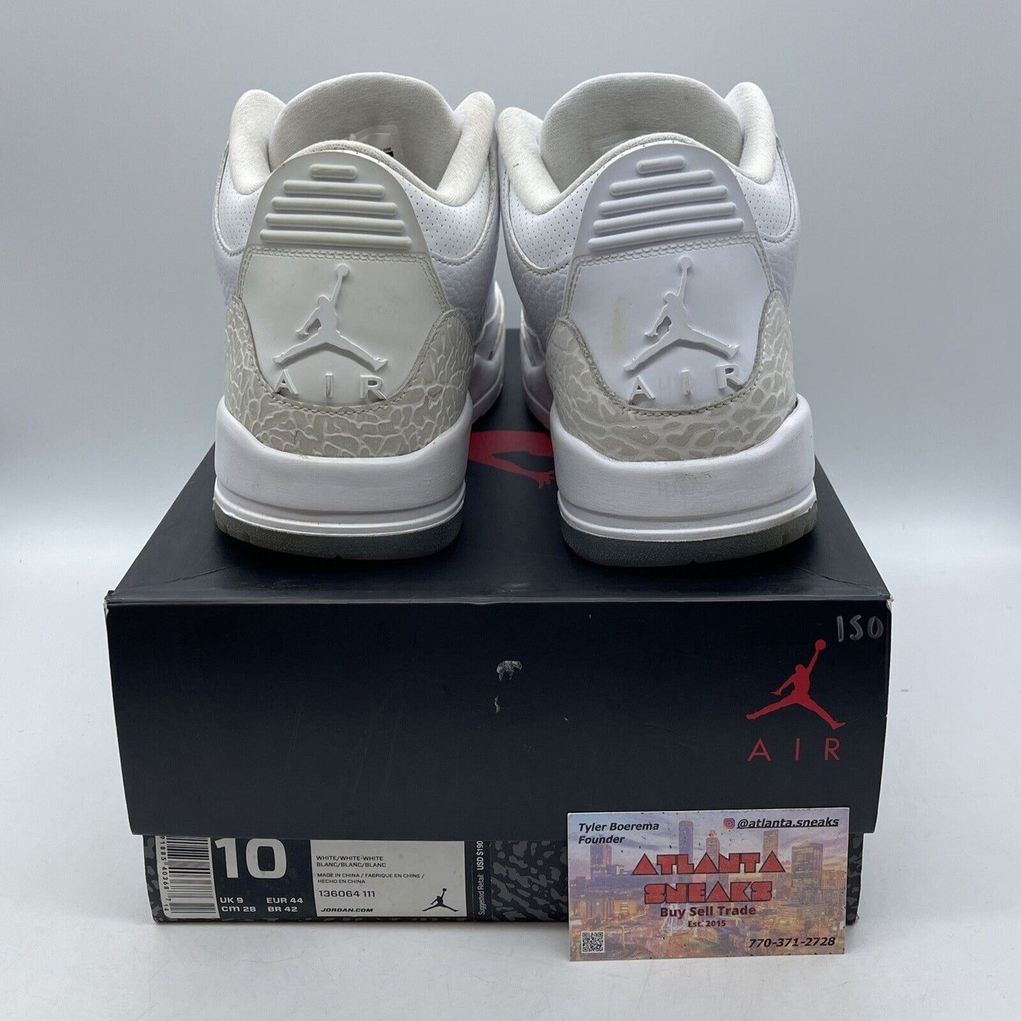 Size 10 - Air Jordan 3 Retro Triple White Tan Leather Suede (136064-111)