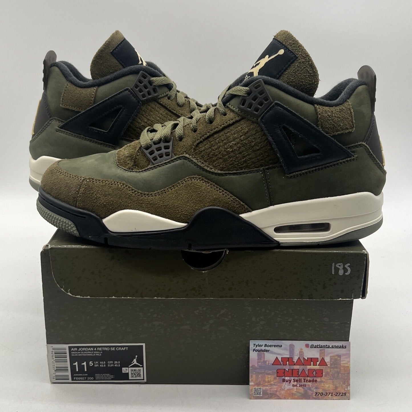 Size 11.5 - Jordan 4 SE Retro Low Craft - Olive Black White Suede (FB9927-200)