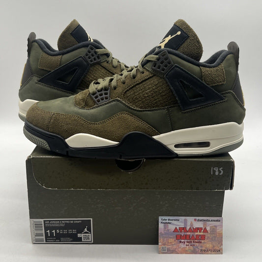 Size 11.5 - Jordan 4 SE Retro Low Craft - Olive Black White Suede (FB9927-200)