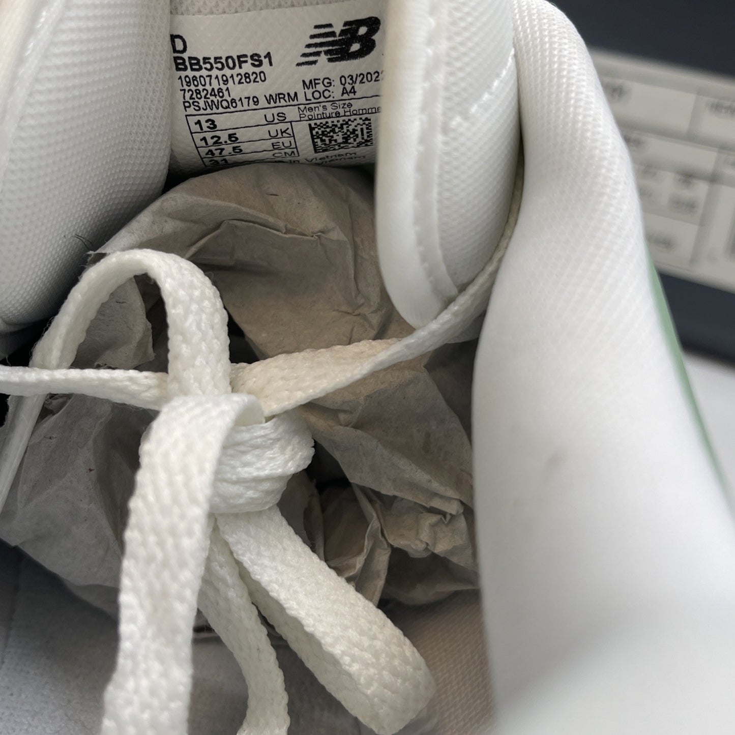 Size 13 - New Balance 550 White Mint Green (BB550FS1)