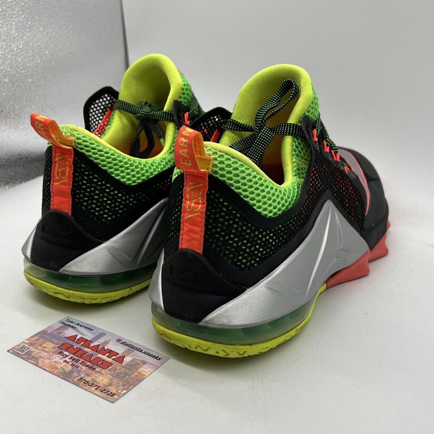 Size 12 - Nike LeBron 12 Low Remix Grey Black Green (724557-003)