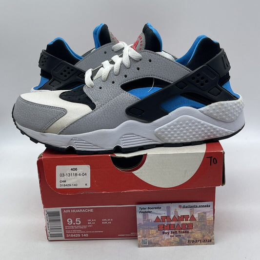 Size 9.5 - Nike Air Huarache Blue Hero Black Grey White Suede (318429-140)