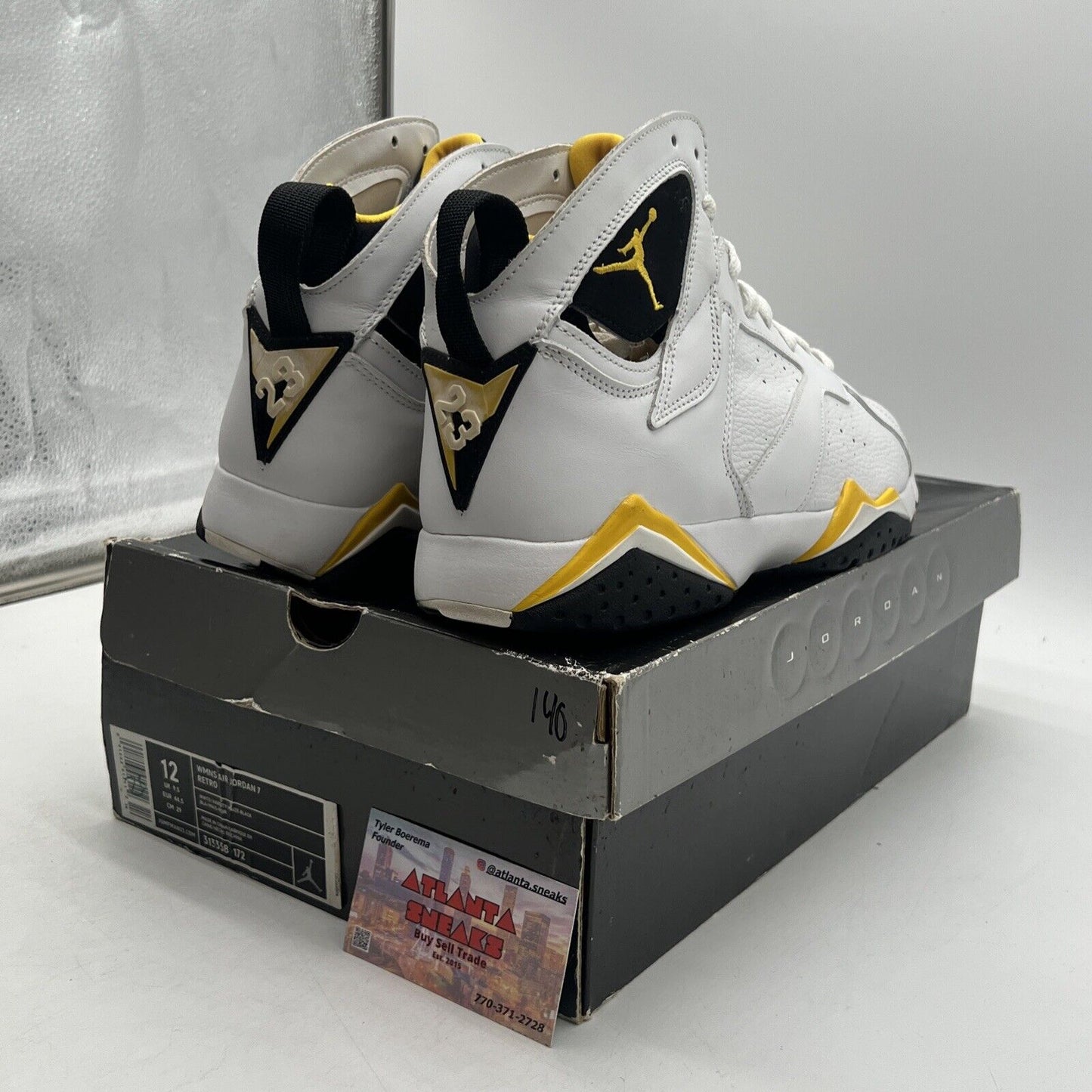 Size 12 - Air Jordan 7 Retro White Varsity Maize W Black Yellow (313358-172)