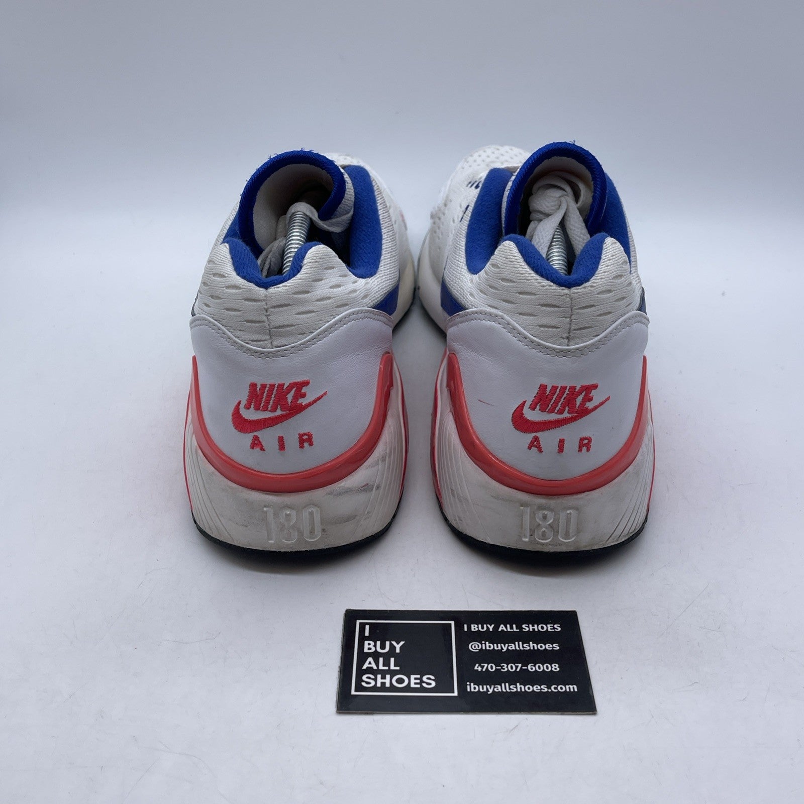Size 13 - Nike Air Max 180 EM White Solar Red Blue Suede Leather (579921-160)
