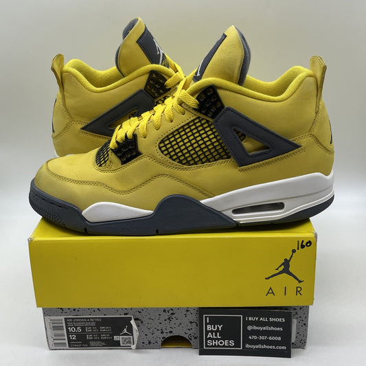 Size 10.5 - Jordan 4 Retro Mid Lightning Yellow Grey Suede Leather (CT8527-700)