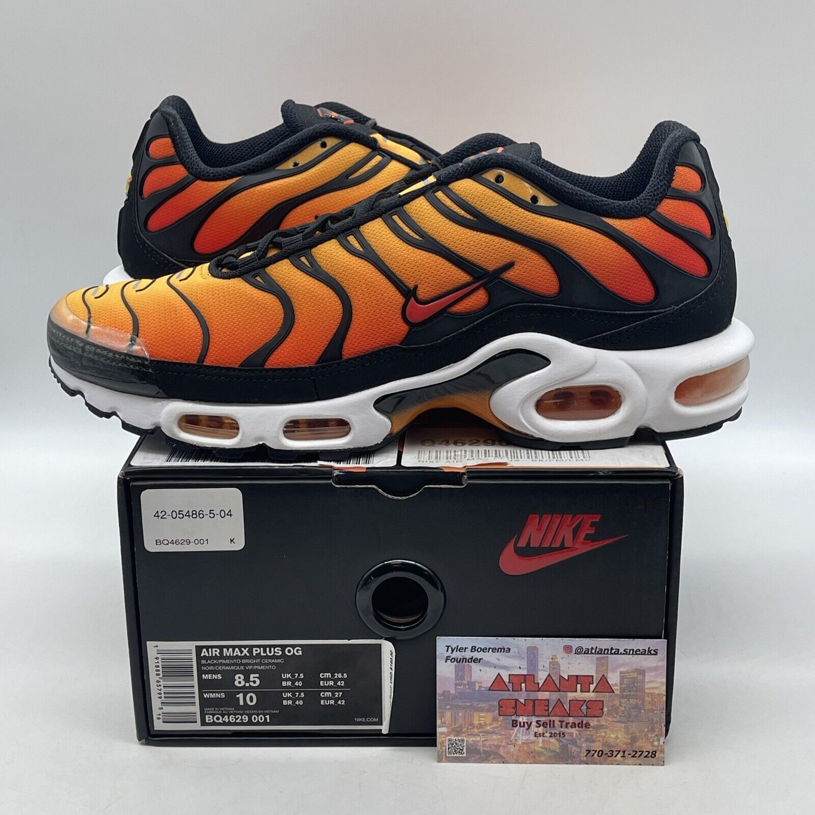 Size 8.5 - Nike Air Max Plus Sunset Orange Yellow Suede Black White (BQ4629-001)