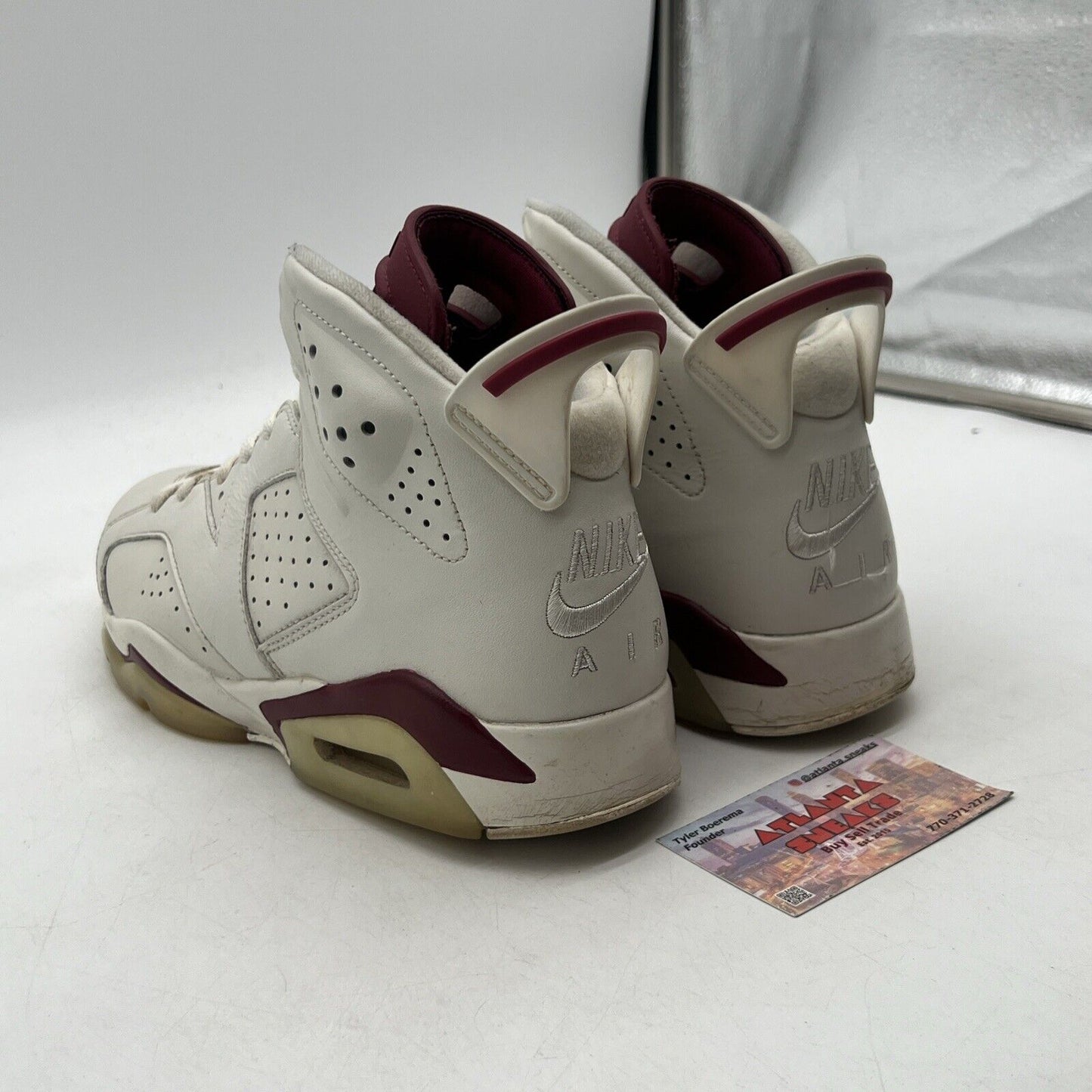 Size 8.5 - Air Jordan 6 Retro 2015 Maroon White Leather (384664-123)