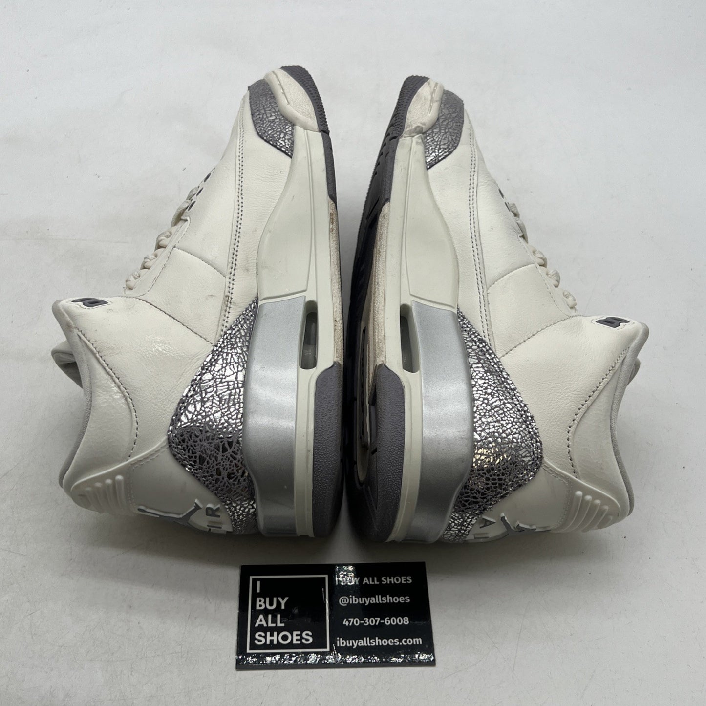 Size 9.5 -Air Jordan 3 Retro Womens Sneakers Basketball Sail Silver (CK9246-100)