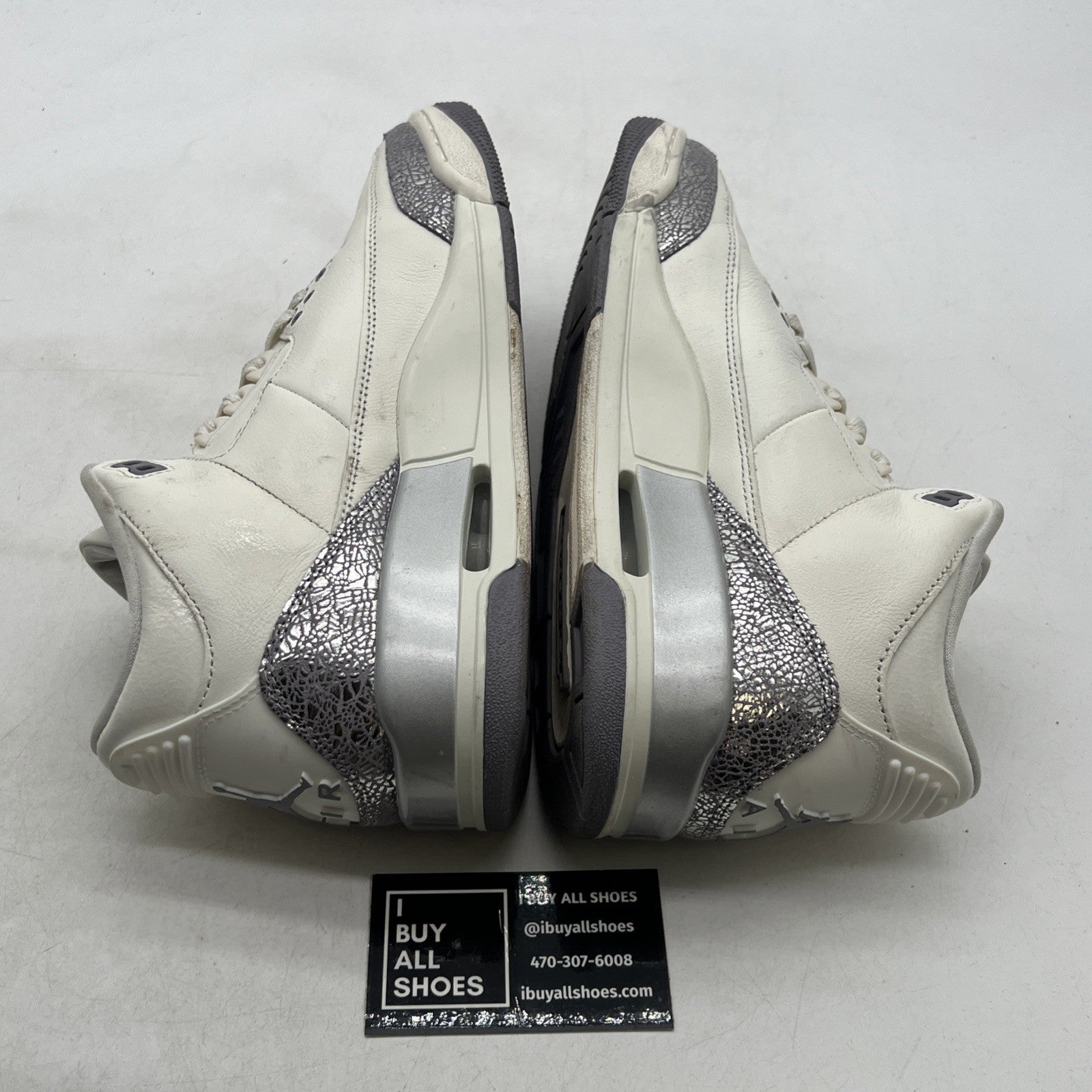 Size 9.5 -Air Jordan 3 Retro Womens Sneakers Basketball Sail Silver (CK9246-100)
