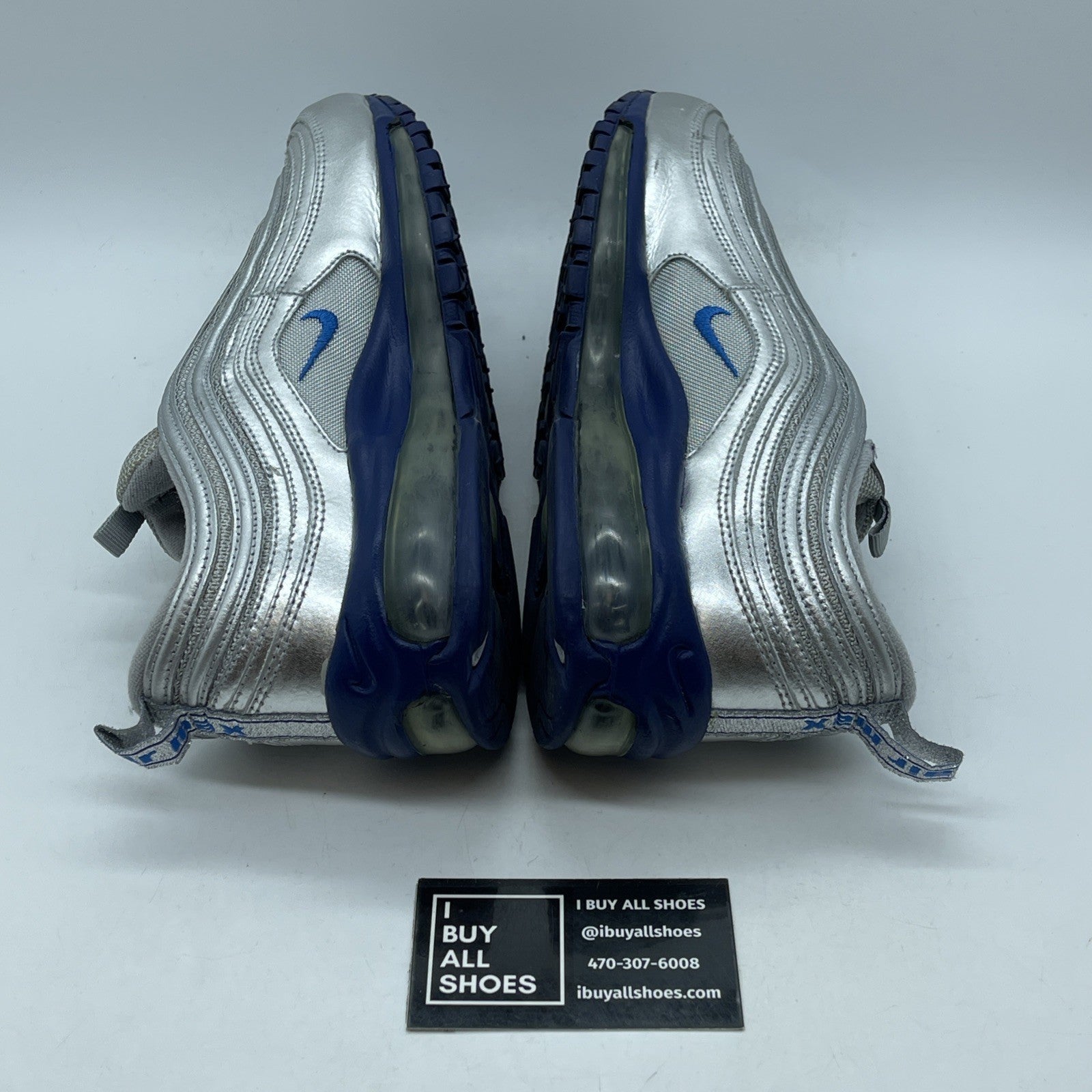 Size 9.5 - Nike Air Max 97 Silver Blue Suede Leather (312641-016)