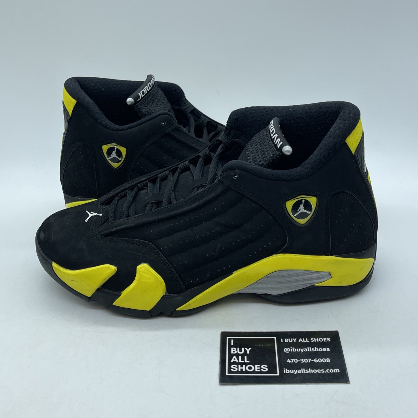 Size 9 - Air Jordan 14 Retro Thunder Black Yellow Suede (487471-070)
