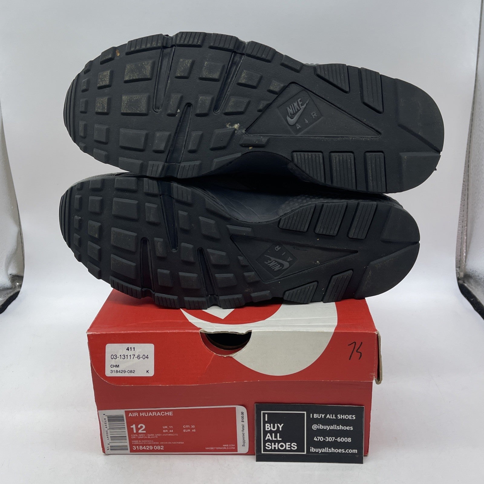 Size 12 - Nike Air Huarache Cool Grey (318429-082)