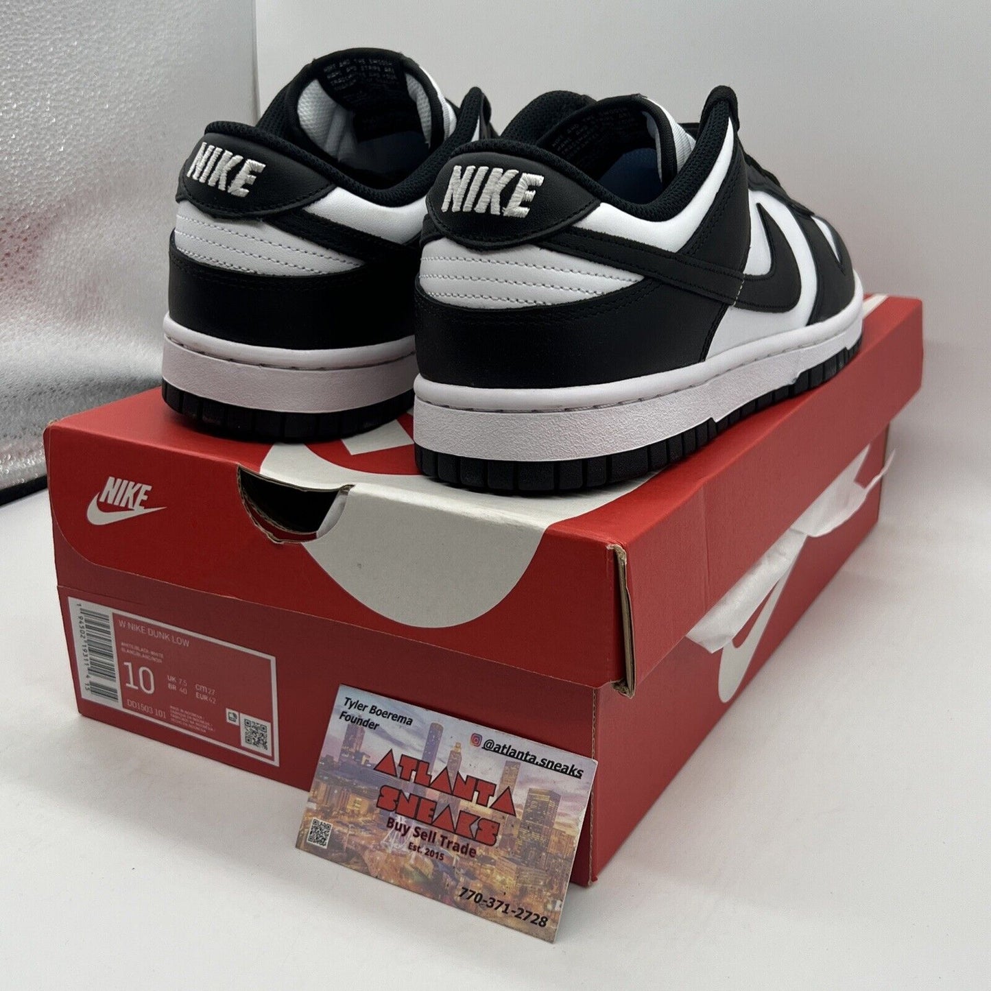 Size 10 - Nike Dunk Low Black White W Brand New Og All