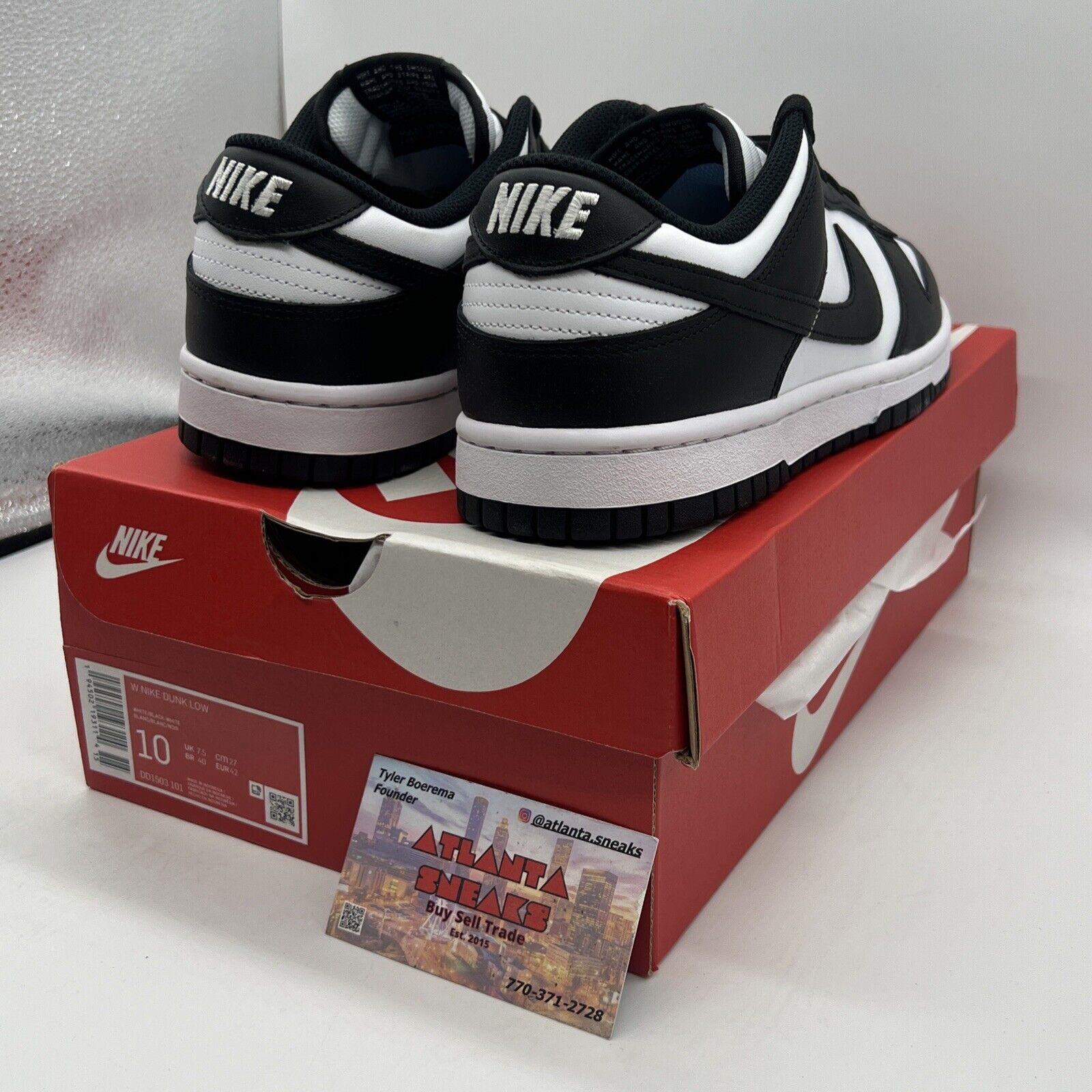 Size 10 - Nike Dunk Low Black White W Brand New Og All