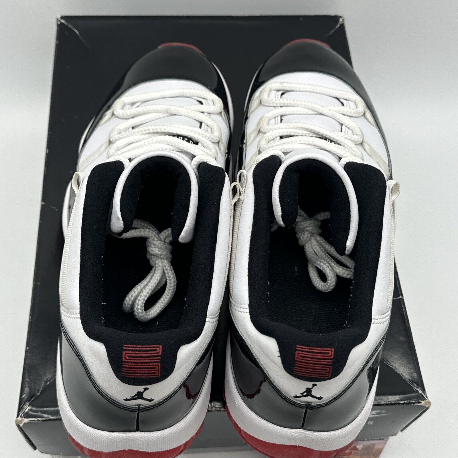 Size 13 - Jordan 11 Retro Low Concord-Bred White Black Tuxedo Red Sole Icy Cream