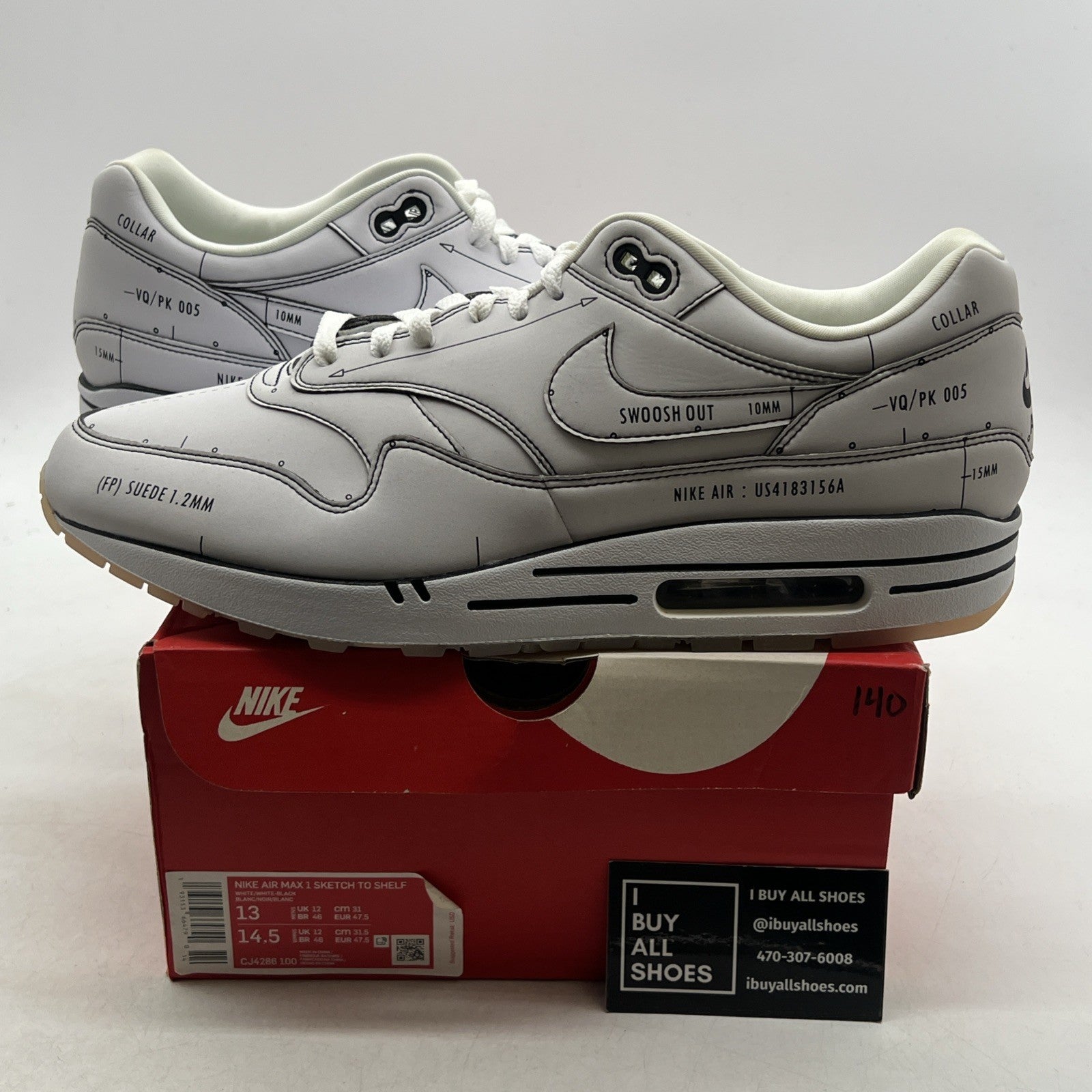 Size 13 - Nike Air Max 1 Sketch To Shelf - White (CJ4286-100)