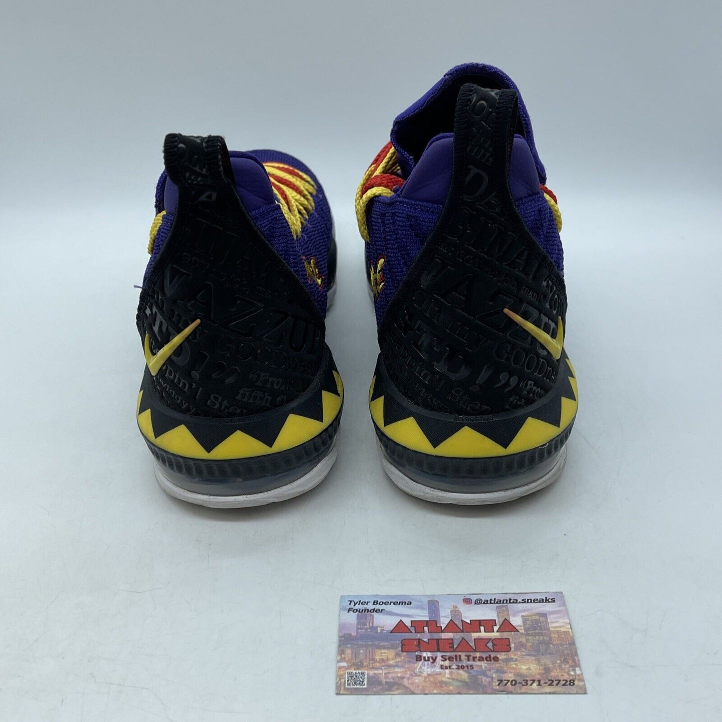 Size 9.5 - Nike LeBron 16 Martin Purple Yellow Red White Black (CI1520-500)