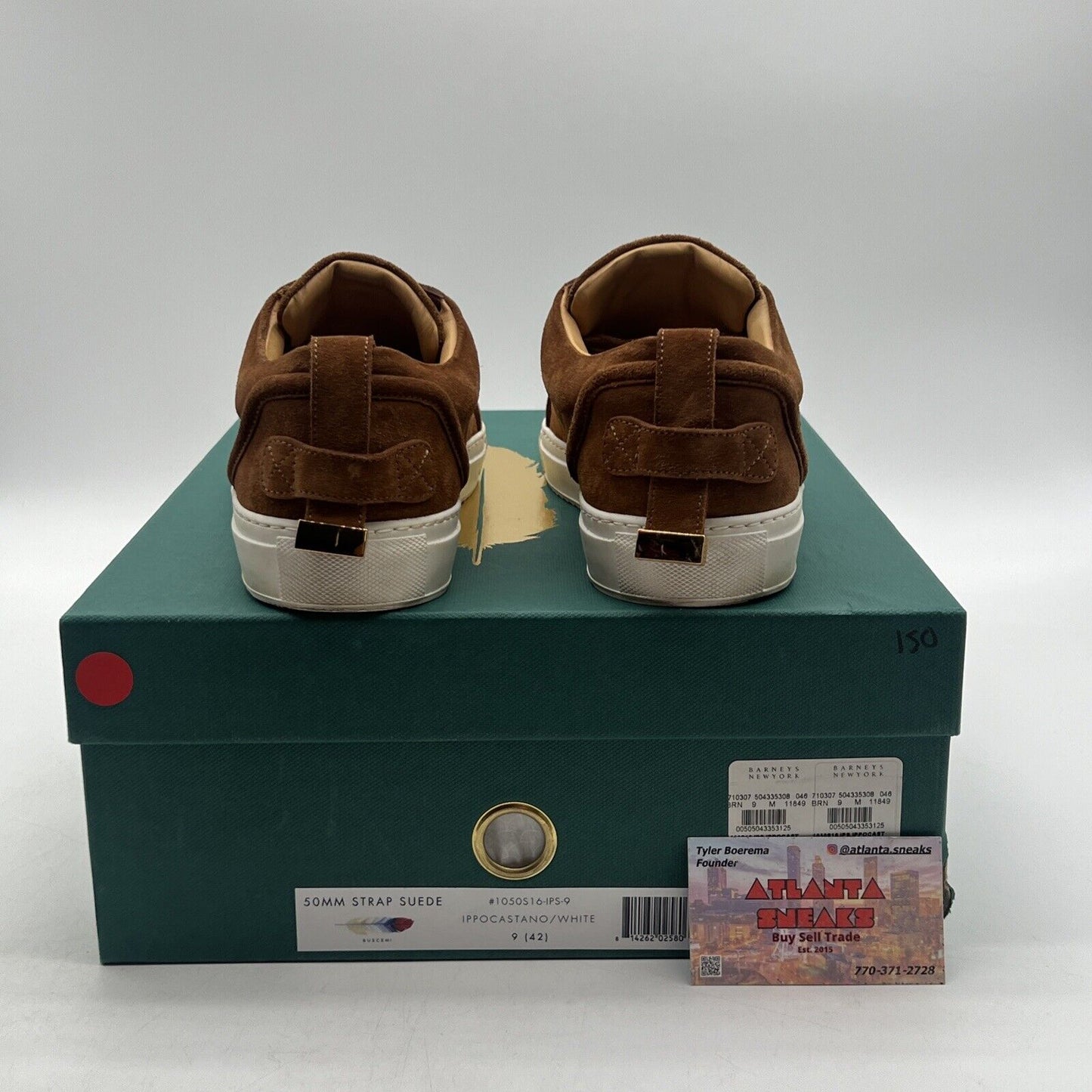 Size 9 - Buscemi Brown Suede Gold Buckle Low Top Sneakers