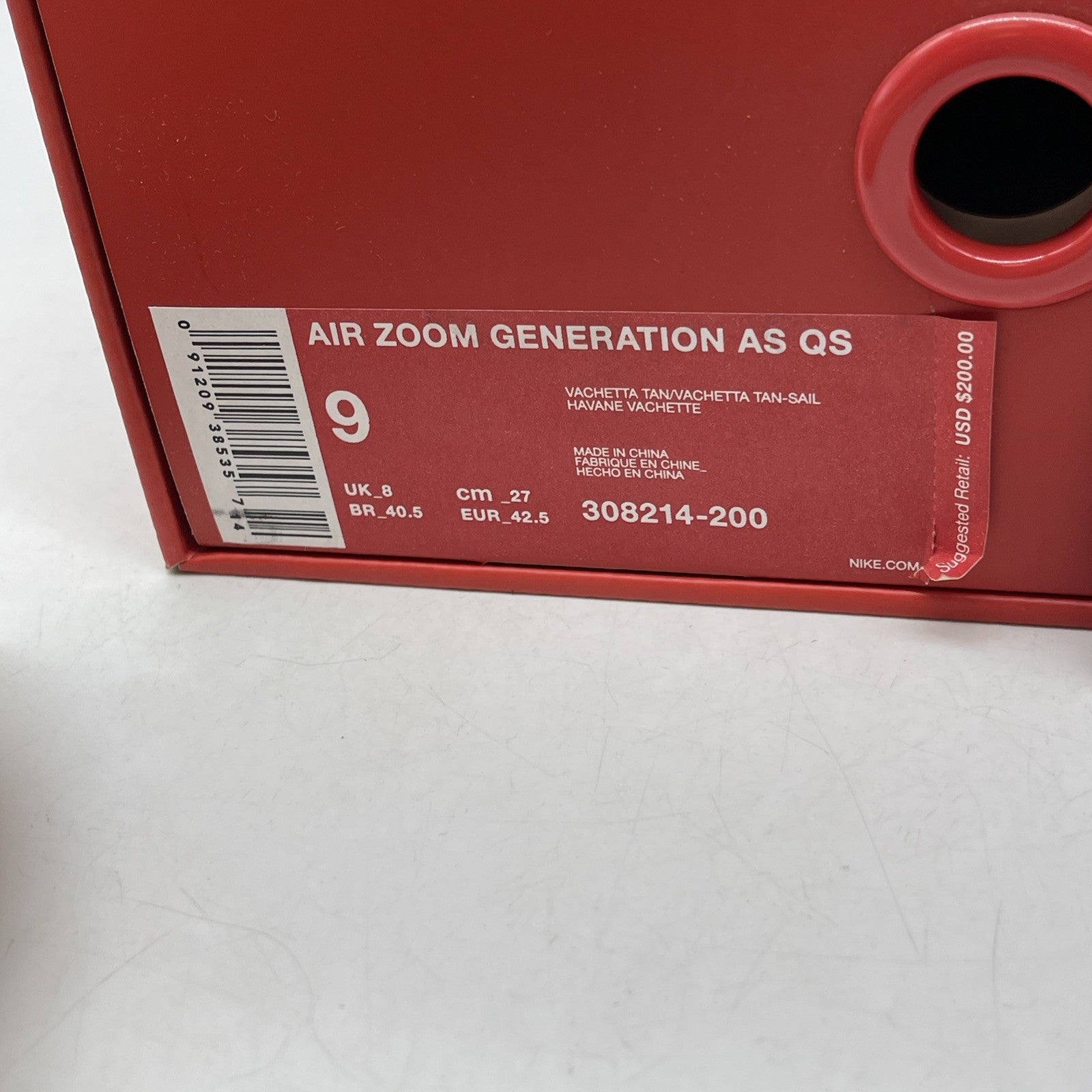 Size 9 - Nike Air Zoom Generation QS All Star Vachetta Tan (308214-200)
