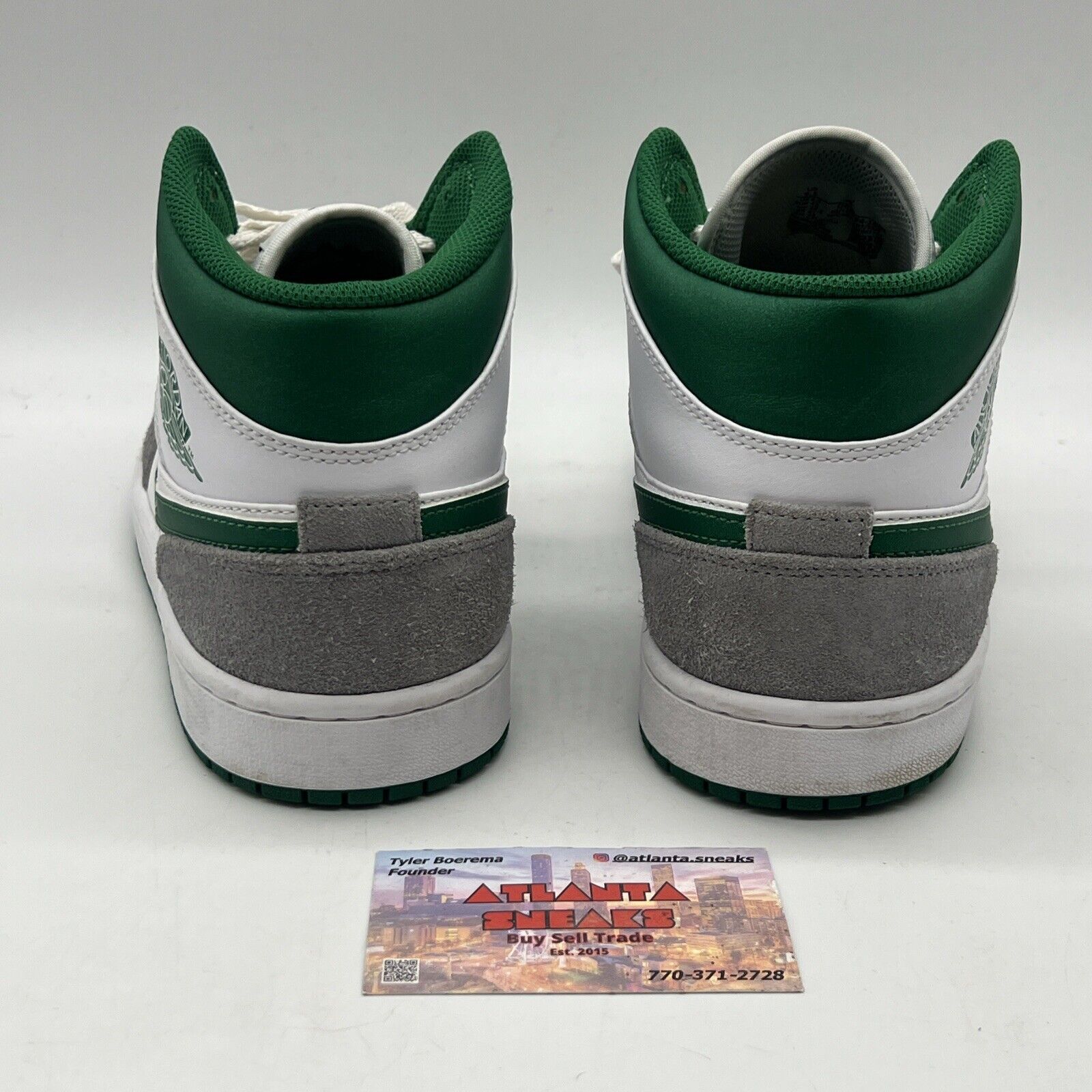 Size 9.5 - Air Jordan 1 SE Grey Pine Green White Leather Grey Used