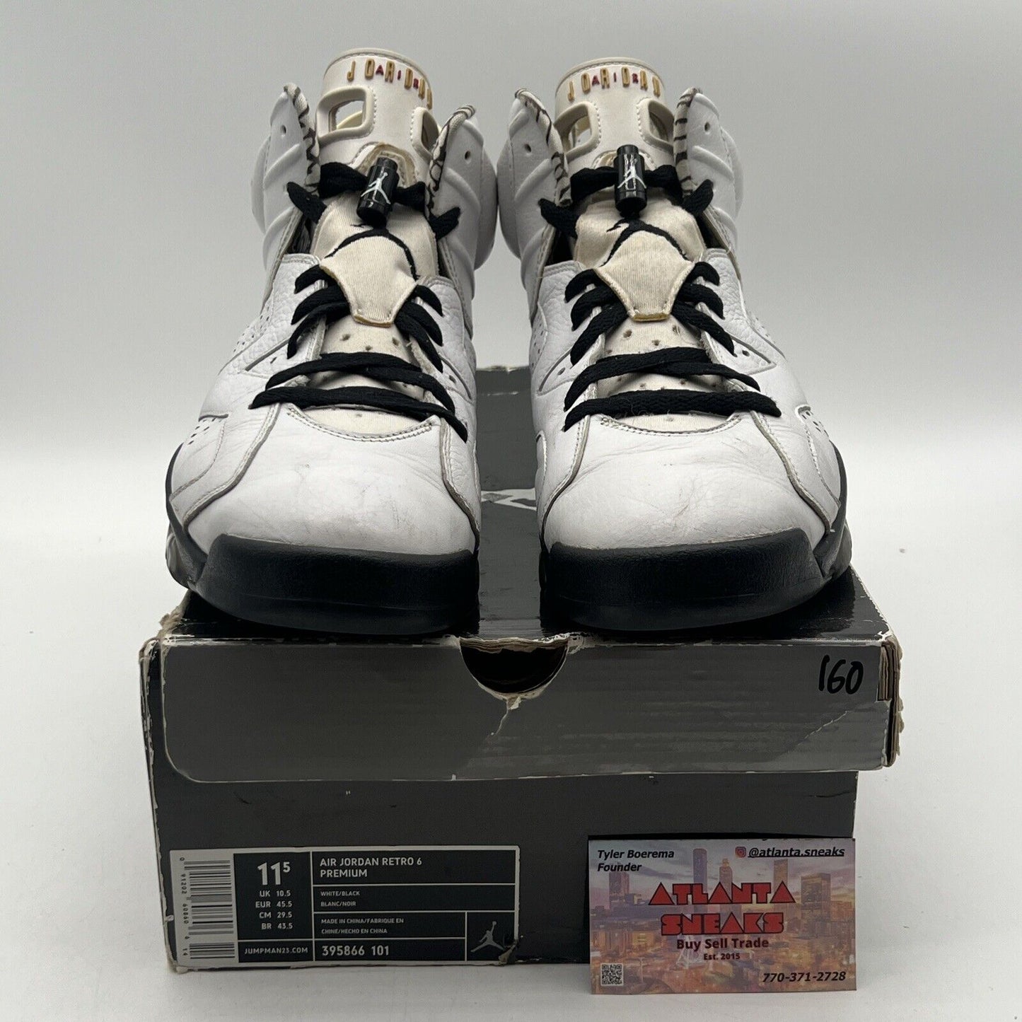 Size 11.5 - Air Jordan 6 Retro Premium Motorsports Black White (395866-101)