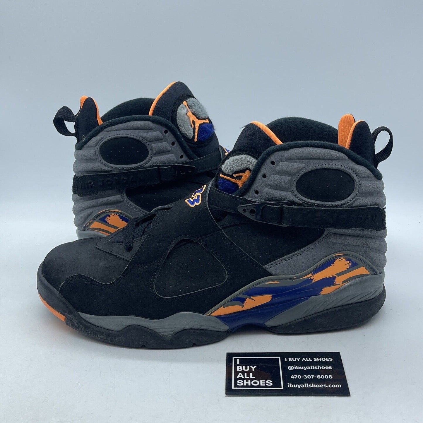 Size 10.5 - Air Jordan 8 Retro Phoenix Suns Black Grey Suede (305381-043)