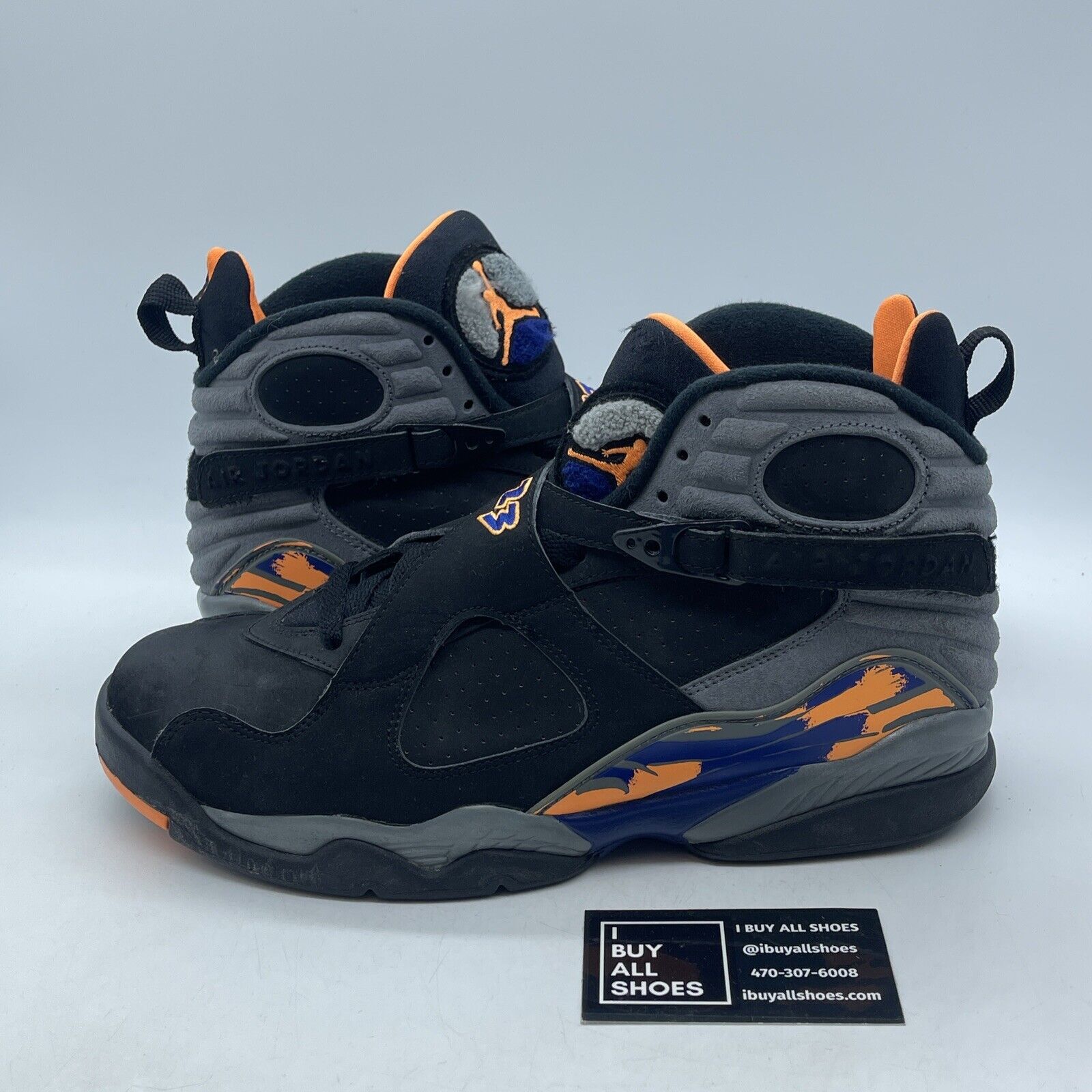 Size 10.5 - Air Jordan 8 Retro Phoenix Suns Black Grey Suede (305381-043)