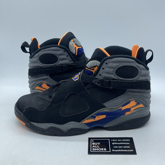 Size 10.5 - Air Jordan 8 Retro Phoenix Suns Black Grey Suede (305381-043)