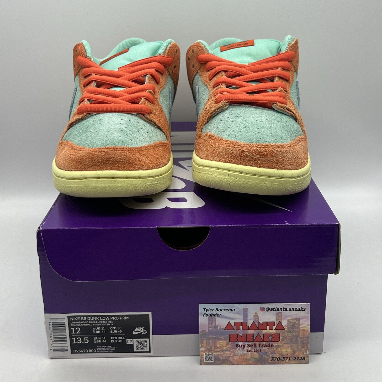 Size 12 - Nike SB Dunk Low Orange Emerald Rise Brand New Og All