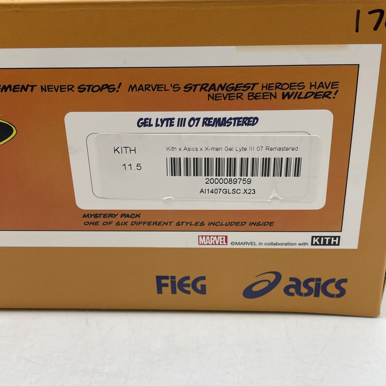 Size 11.5 Kith x Marvel x Asics Gel Lyte 3 '07 Remastered X-Men 60th Anniversary