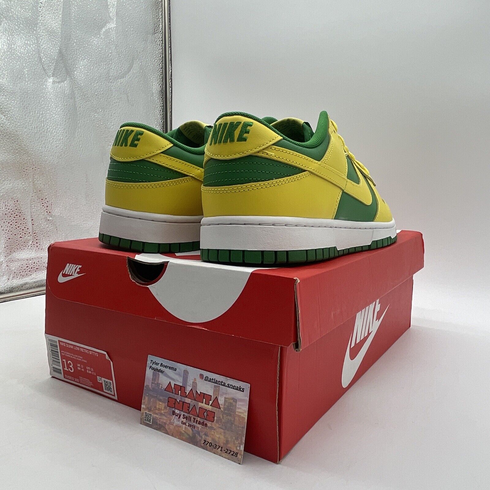 Size 13 - Nike Dunk Low Reverse Brazil Yellow Green White Leather (DV033-300)