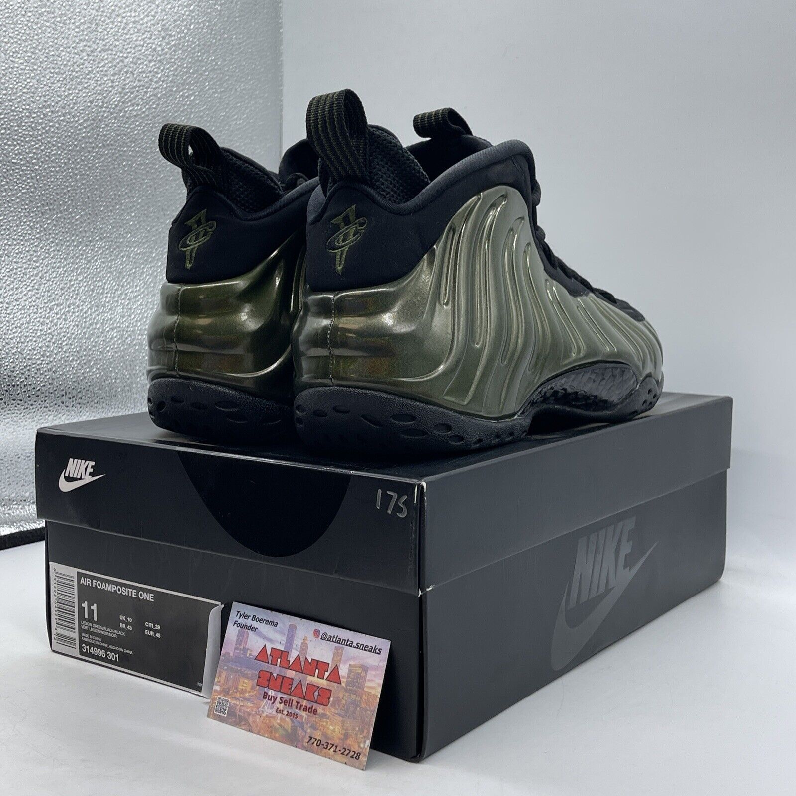Size 11 - Nike Air Foamposite One Legion Green Black Suede Leather (314996-301)