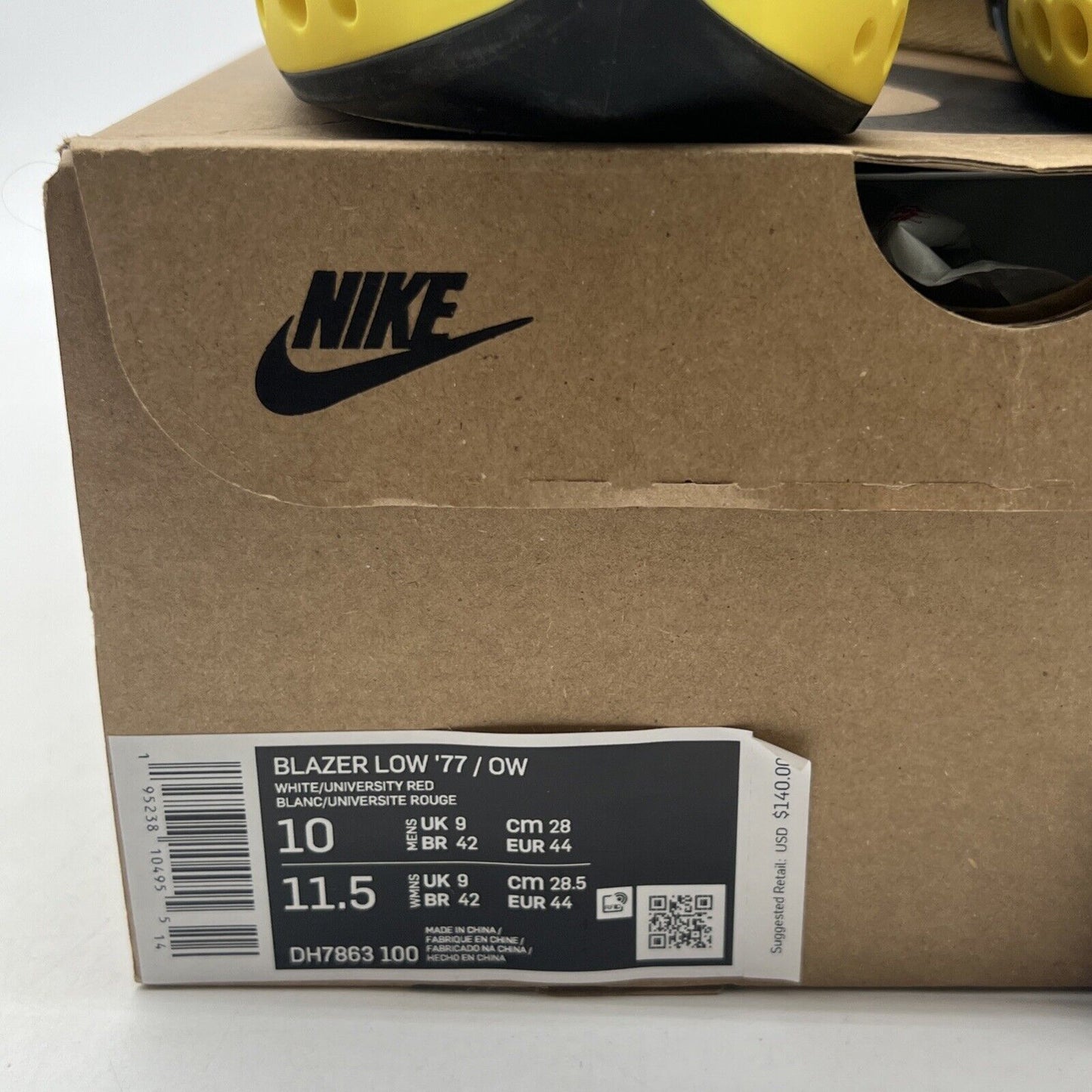 Size 10 - Nike Off-White x Blazer Low White University Red (DH7863-100)