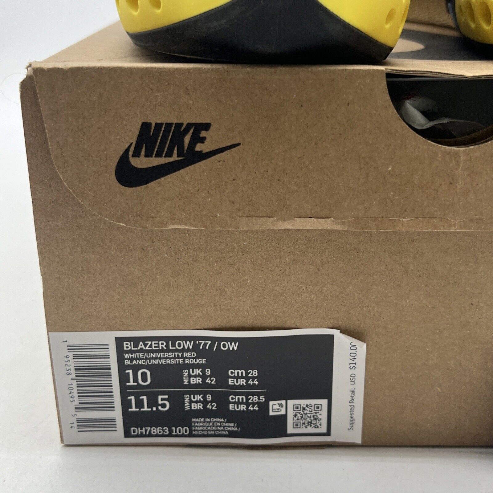 Size 10 - Nike Off-White x Blazer Low White University Red (DH7863-100)
