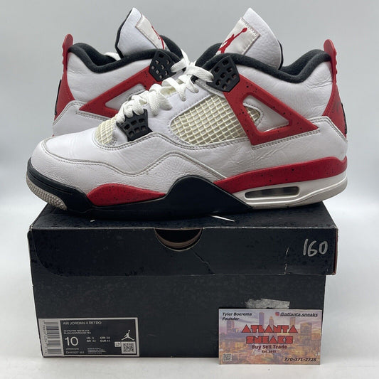 Size 10 - Jordan 4 Retro Mid Red Cement White Black Leather (DH6927-161)